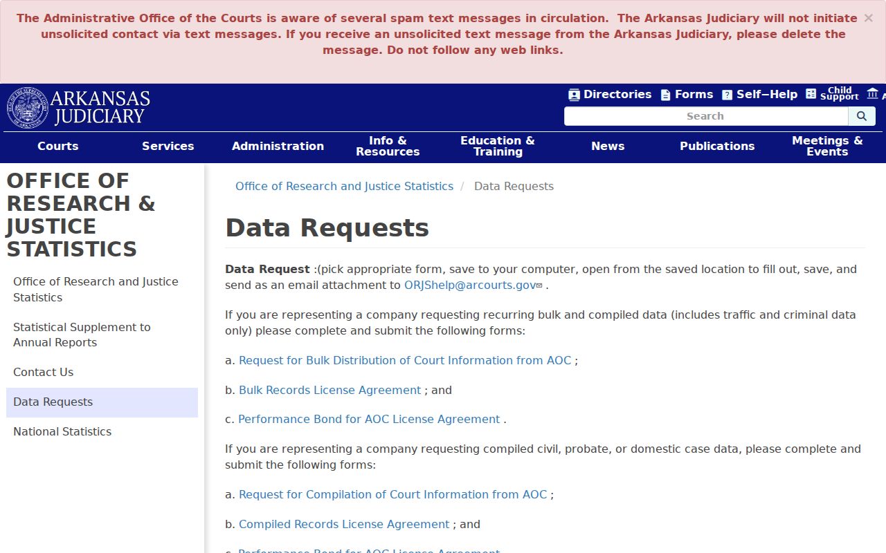 Arkansas Judiciary access rules for Pulaski County court records